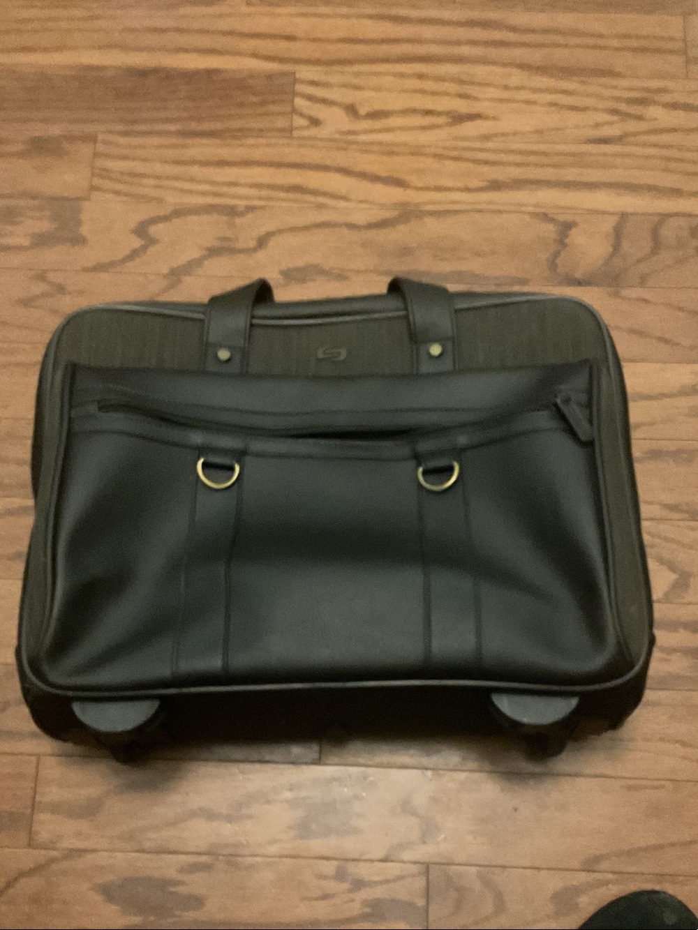 solo Black Rolling Laptop Briefcase with Front Zip Pocket
